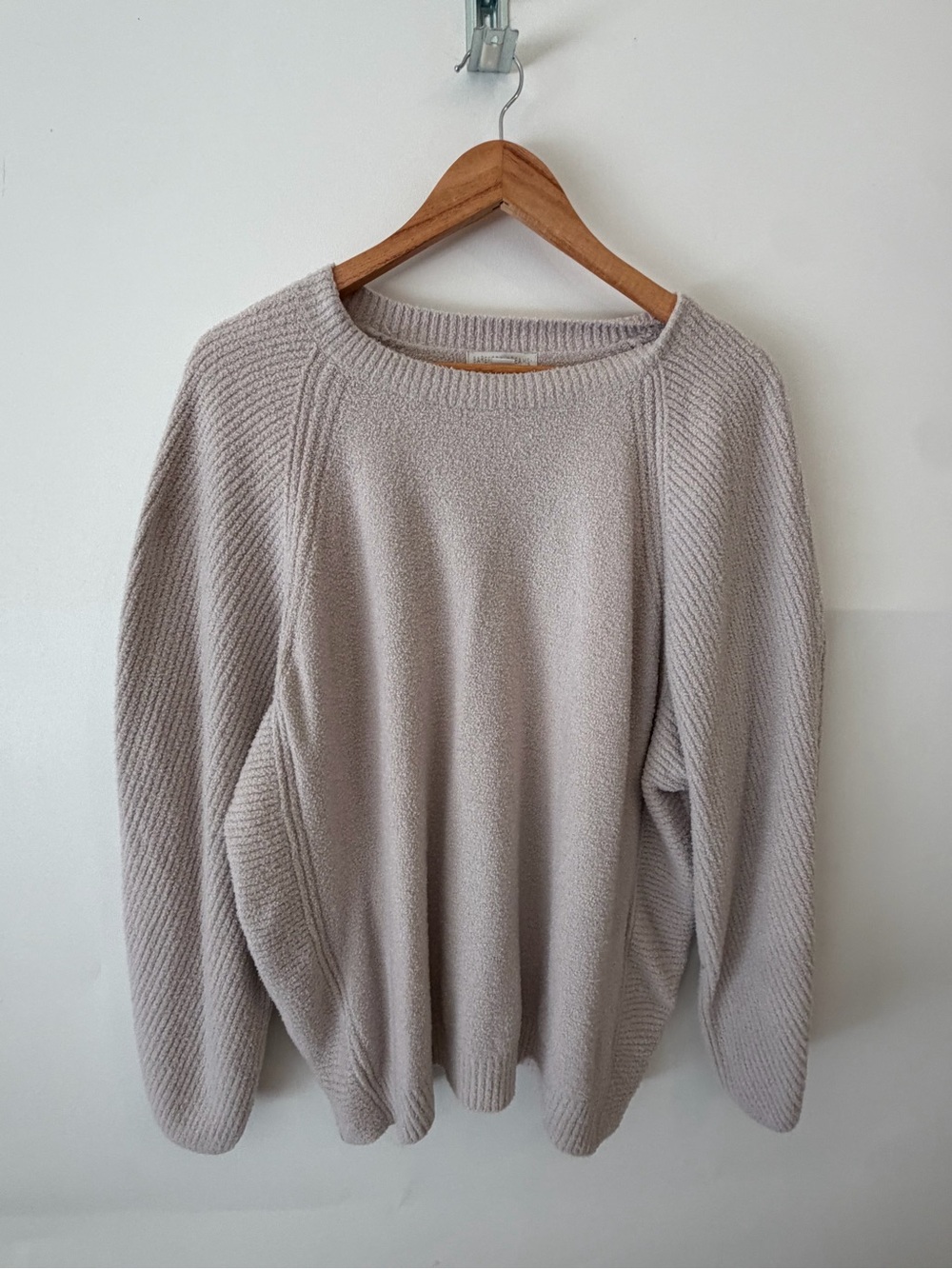 Barefoot Dreams Sweater Women’s XL Cozy Chic Lite Rib Pullover Light Taupe